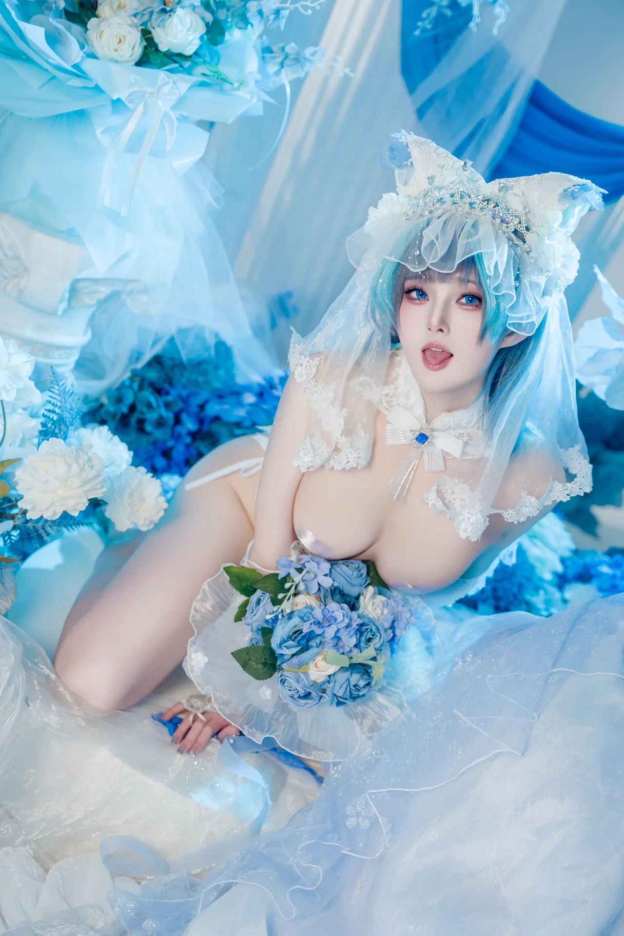 Natsuko夏夏子 - 碧蓝航线 柴郡婚纱 70P 624M-erohere64.webp
