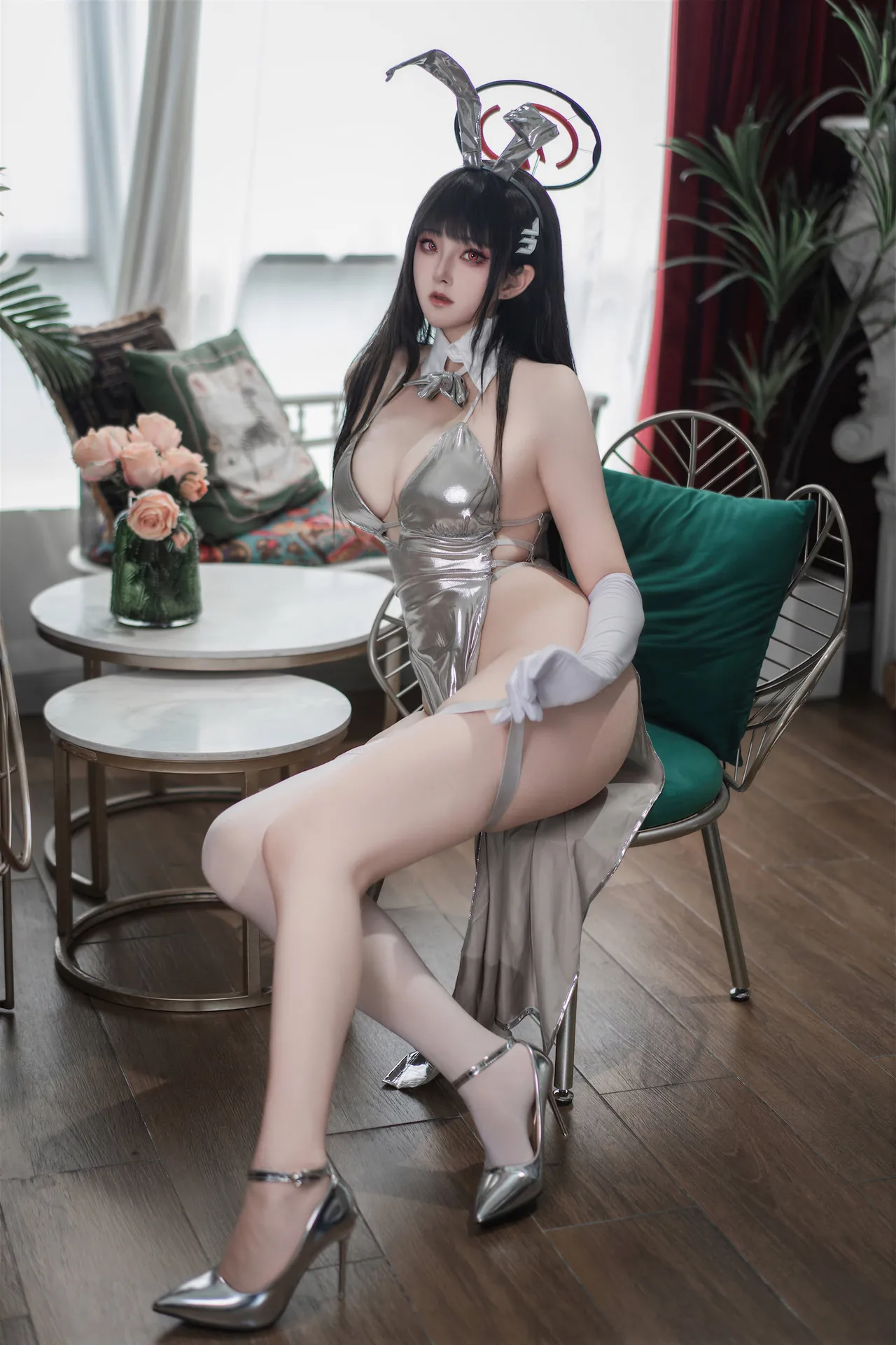Natsuko夏夏子 - 蔚蓝档案 调月莉音 银礼服-erohere35.webp