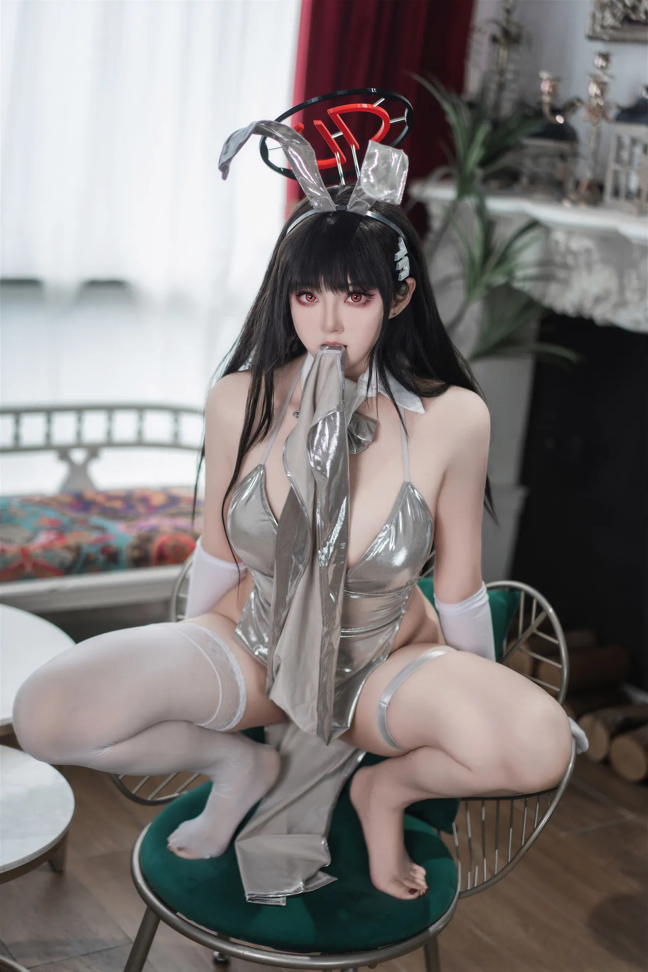 Natsuko夏夏子 - 蔚蓝档案 调月莉音 银礼服-erohere60.webp