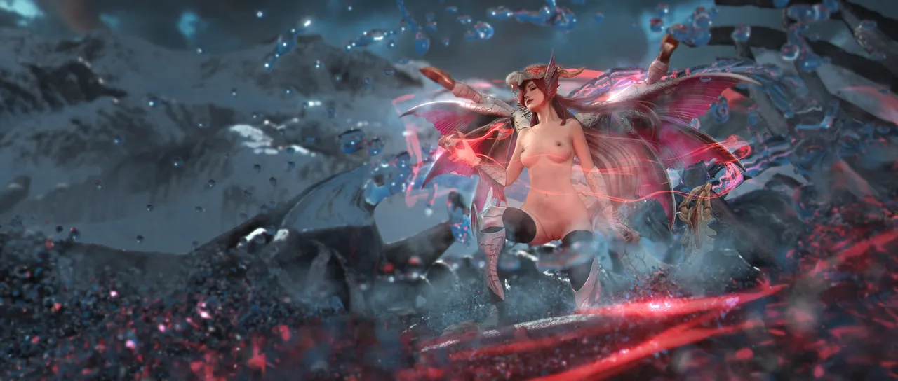 Nekokoyoshi (爆机少女喵小吉) cosplay Dawn Jue Silver Dragon - Monster Hunter Rise 2-erohere29.webp